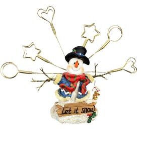 Vintage Y2K Kmart Snowman Let It Snow Christmas Photo Holder Figurine